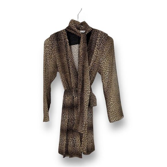 ZARA Long Sleeve Cheetah Print Dress w/Belt and Neck Tie XS‎ - Picture 1 of 14